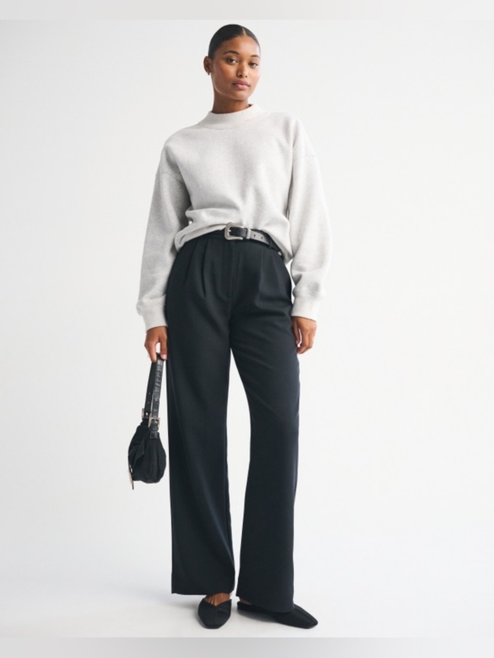 Abercrombie & Fitch Sloane black wide leg tailored trouser pants size 4